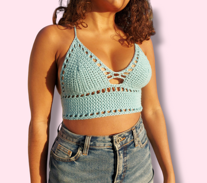 Tropical Escape Crop Top Bleu vintage